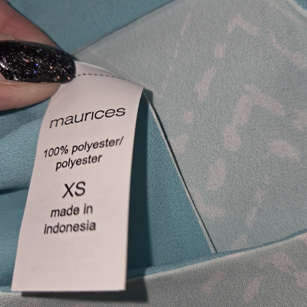 Maurices Soft Blue Chevron Blouse - Picture 5 of 7
